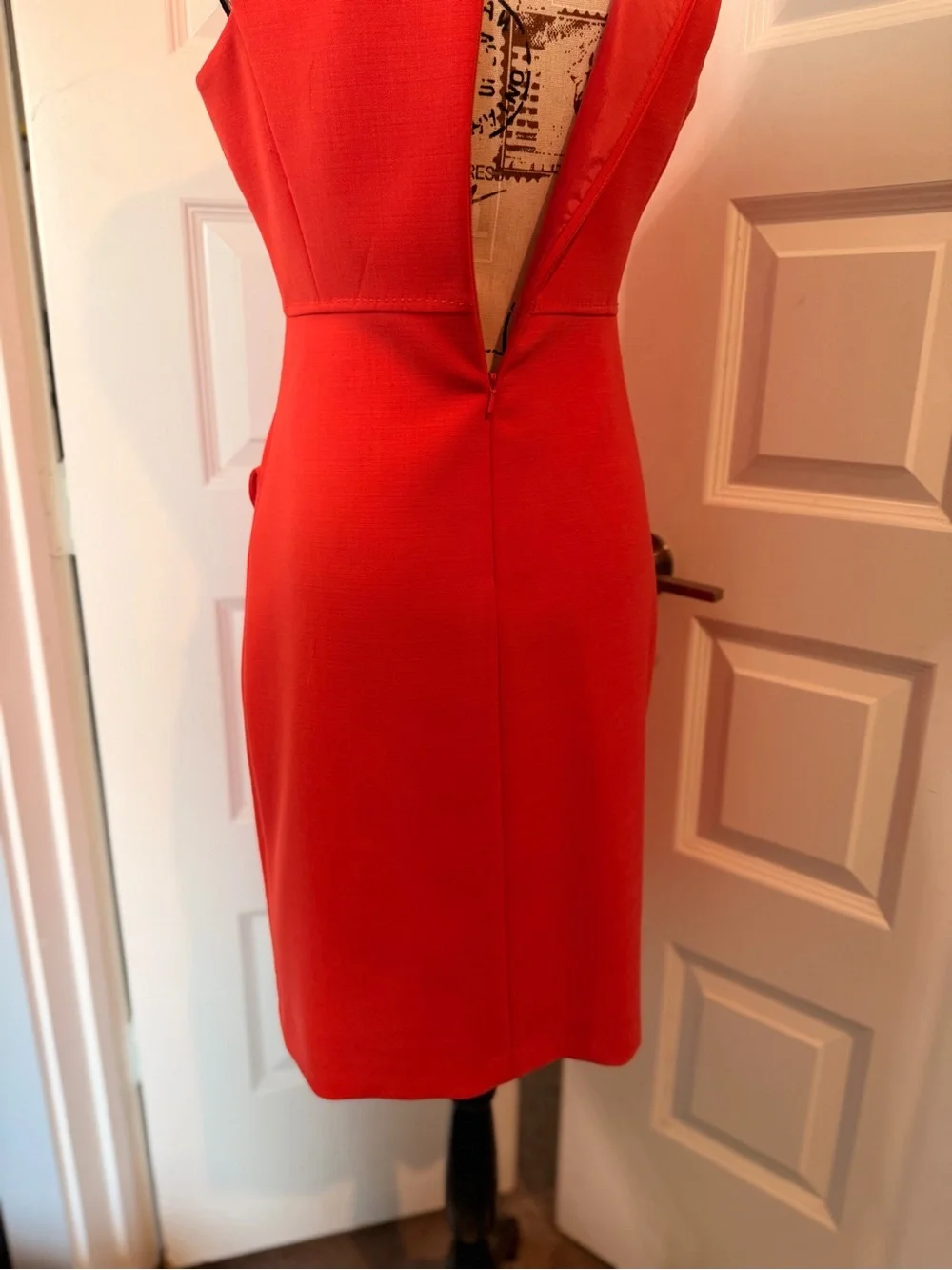 Tory Burch Red Wool Blend Sleeveless Sheath Dress Size 4 Pocket Detail
